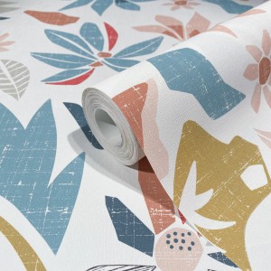 Marburg Vliestapete Floral Natur Weiß-Blau, Rolle mit floralem Muster.