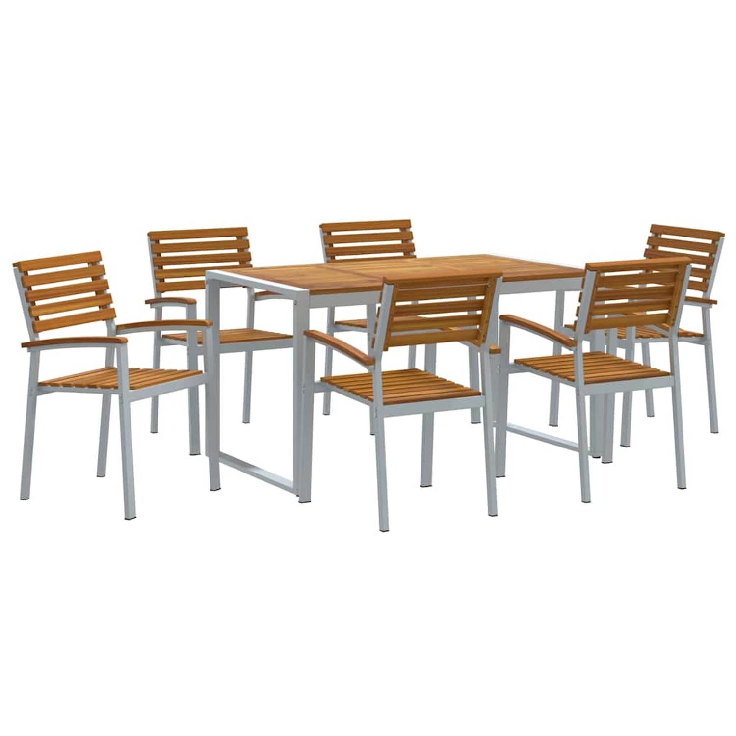vidaXL Garten Essgruppe 7-Tlg Grau und Braun Akazie Massivholz 3284360 günstig online kaufen