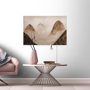 Leinwandbild Berge im Aquarell-Stil, braun/beige. Wandbild für Wohn- und Schlafzimmer.