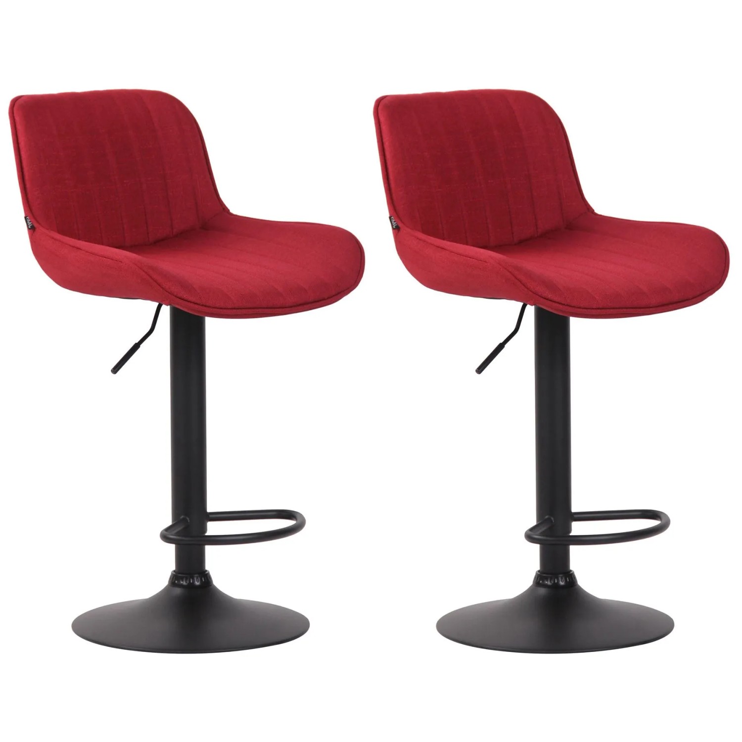 CLP 2er Set Barhocker Lentini Stoff Rot/Schwarz