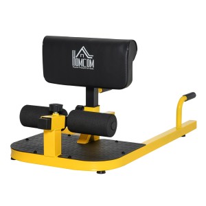 HOMCOM Sissy Squat Trainer in Gelb/Schwarz für Kniebeugen und Fitnessübungen.