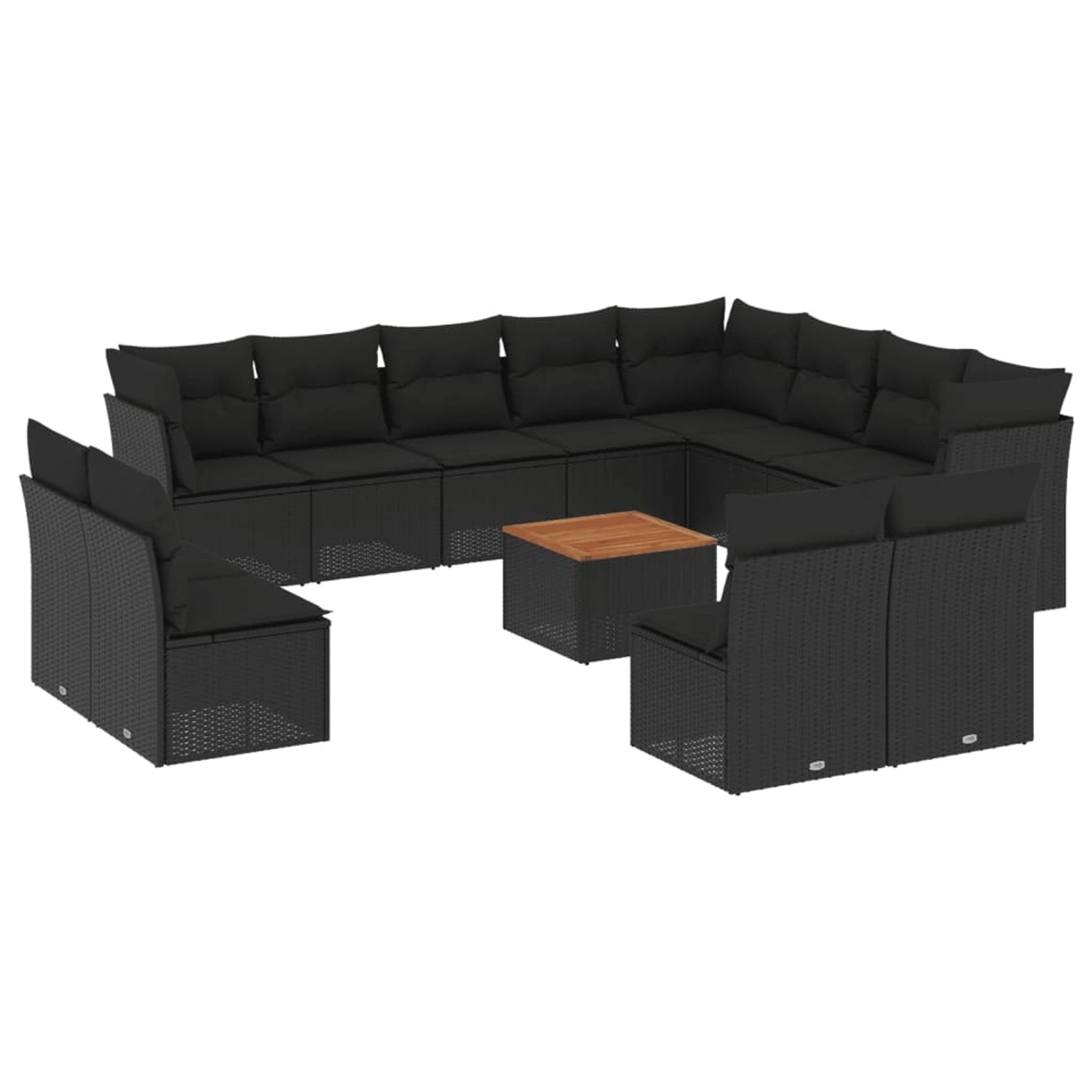 vidaXL 13-Tlg Garten-Sofagarnitur mit Kissen Schwarz Poly Rattan 3256258 günstig online kaufen