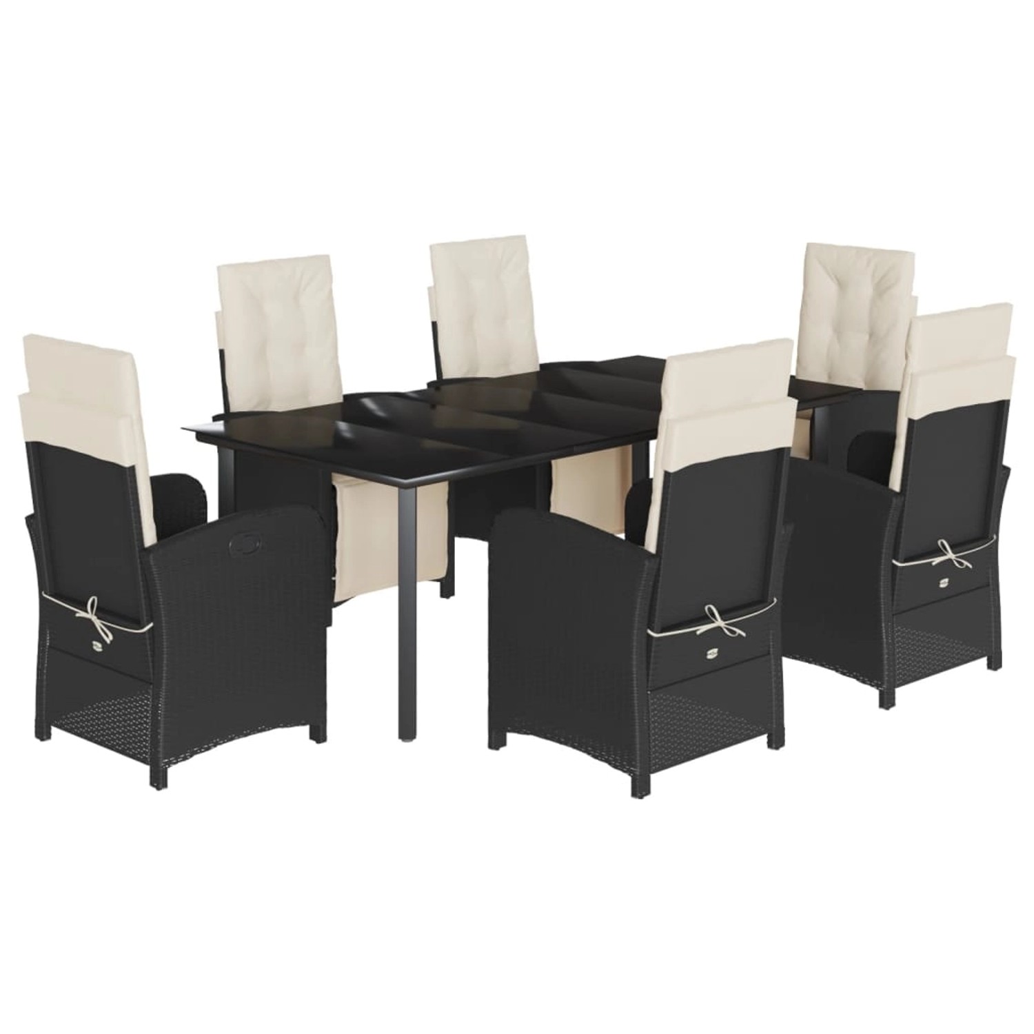 vidaXL 7-Tlg Garten-Essgruppe mit Kissen Schwarz Poly Rattan 3212526 günstig online kaufen