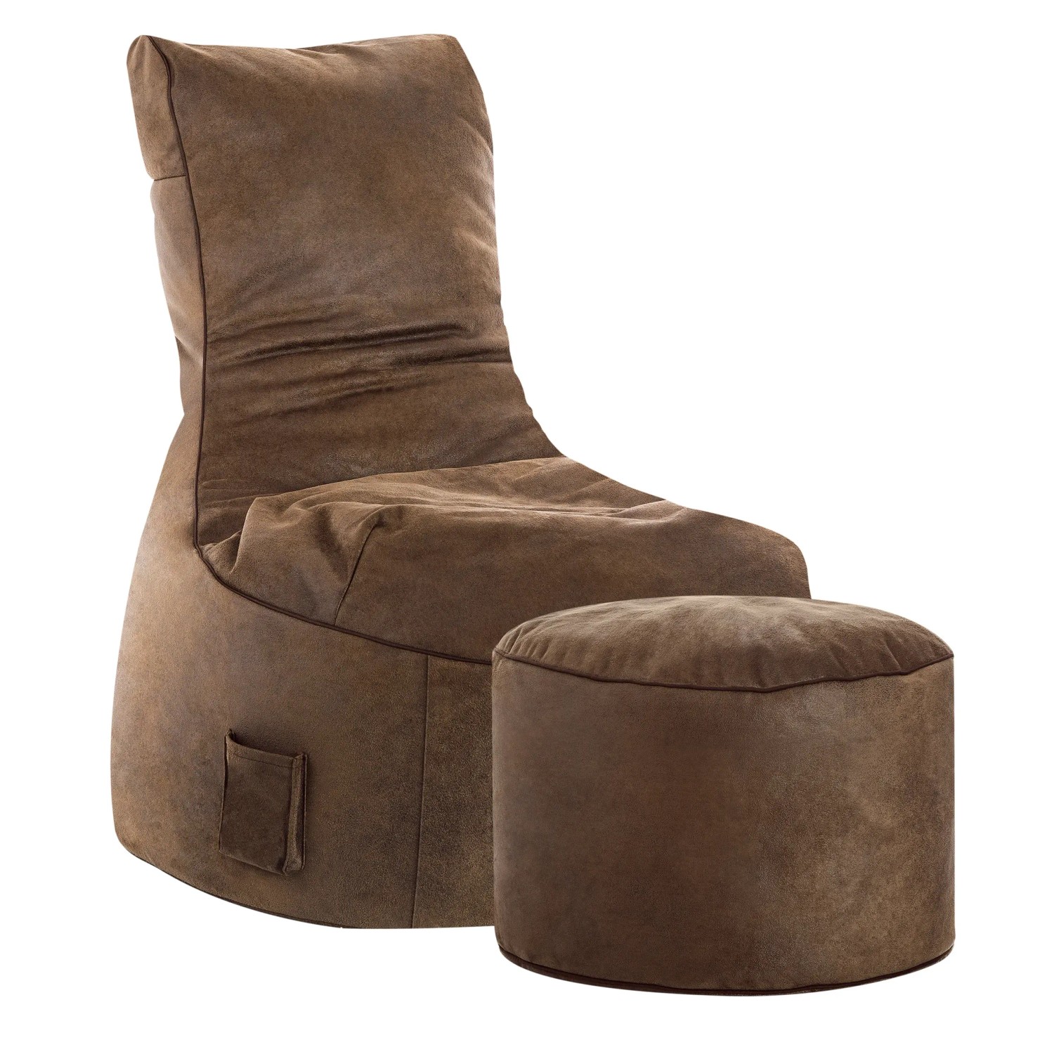 Sitting Point Hocker DotCom mittelbraun mit Fußhocker, Bezug aus Polyester.