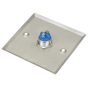 Edelstahl Klingelblende 86x86 mm mit blauem Taster für Sicherheit & Haustechnik.