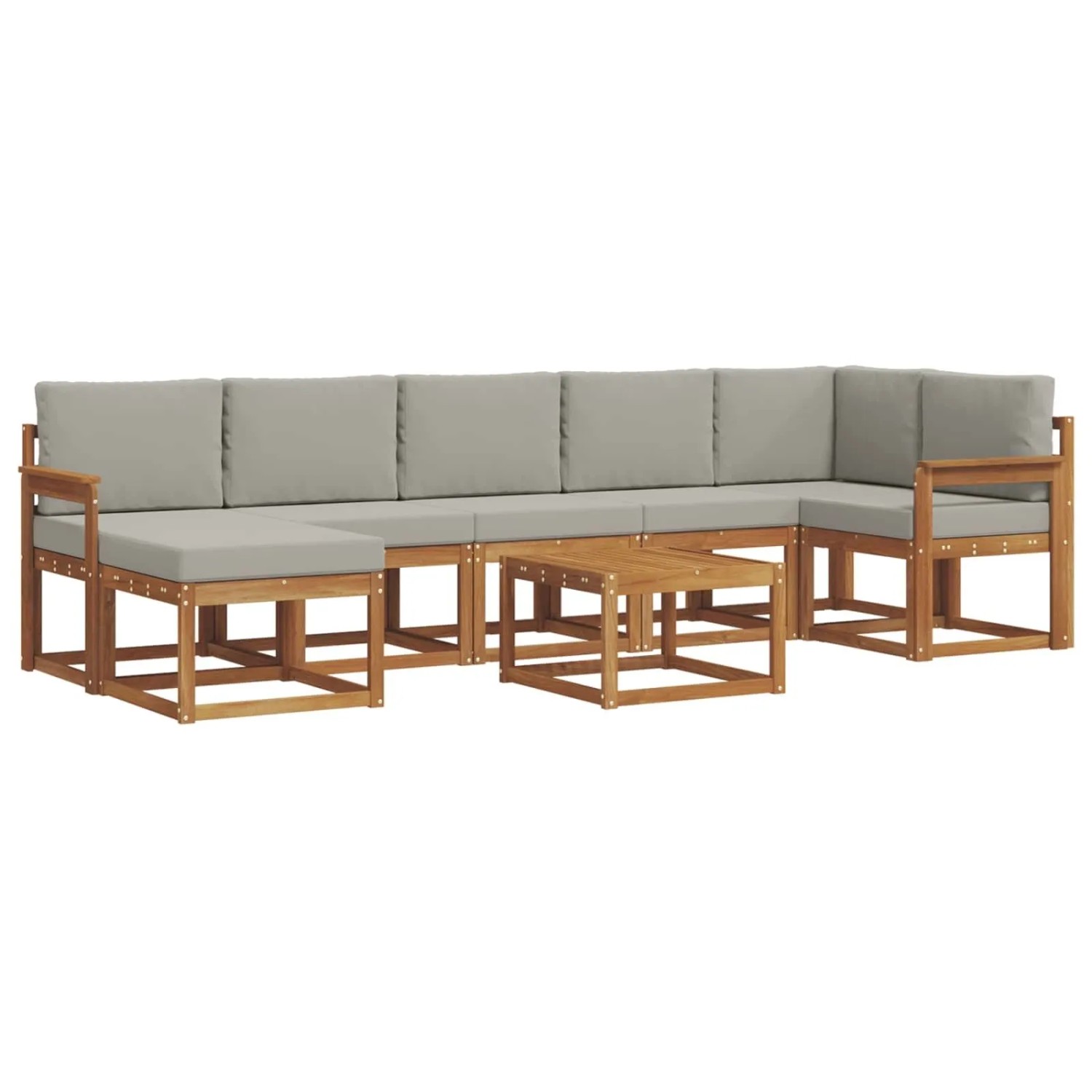 vidaXL Outdoor-Sofagarnitur mit Kissen 8-Tlg Natur und Hellgrau 3366734