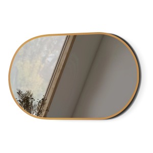 Ovaler Badspiegel, 50x70 cm, Goldener Metallrahmen. Wandspiegel für Badezimmer.