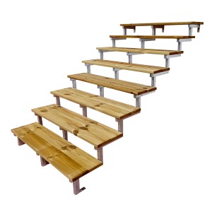 Vinuovo Außentreppe Stahl Oslo mit 8 Holzstufen, 120cm breit. Gartentreppe aus Stahl und imprägniertem Holz.