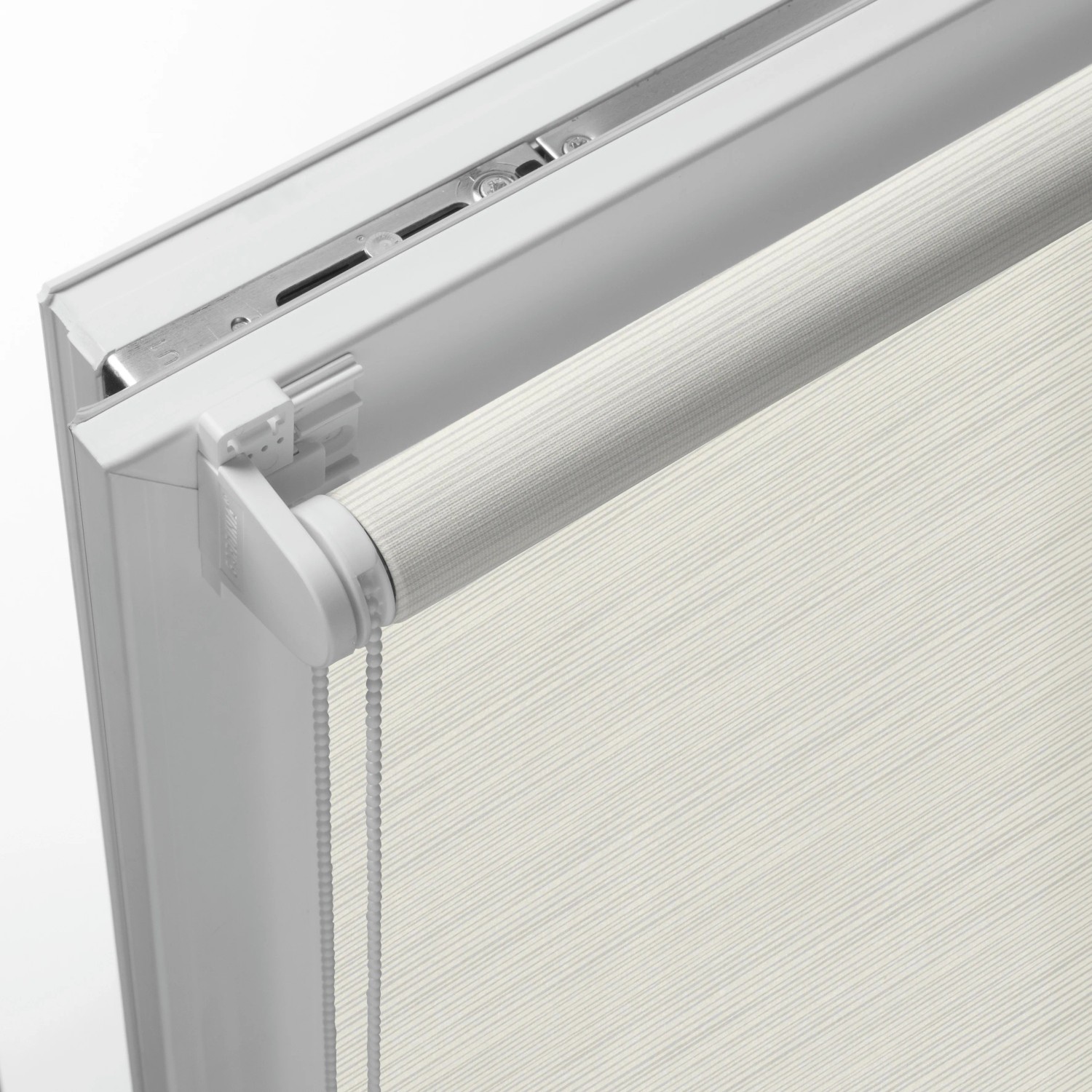 Gardinia EasyFix Rollo Dekor Streifen, 120x150 cm, weiß, lichtdurchlässig mit Kettenzug.
