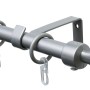 Gardinia Gardinenstangen-Set Flame, silber, ausziehbar (130-240cm) mit Endknöpfen, Trägern und Ringen.