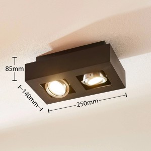 Arcchio Strahler Vince 9621707 Modern in Schwarz aus Aluminium 2-flammig GU10 Flurleuchte