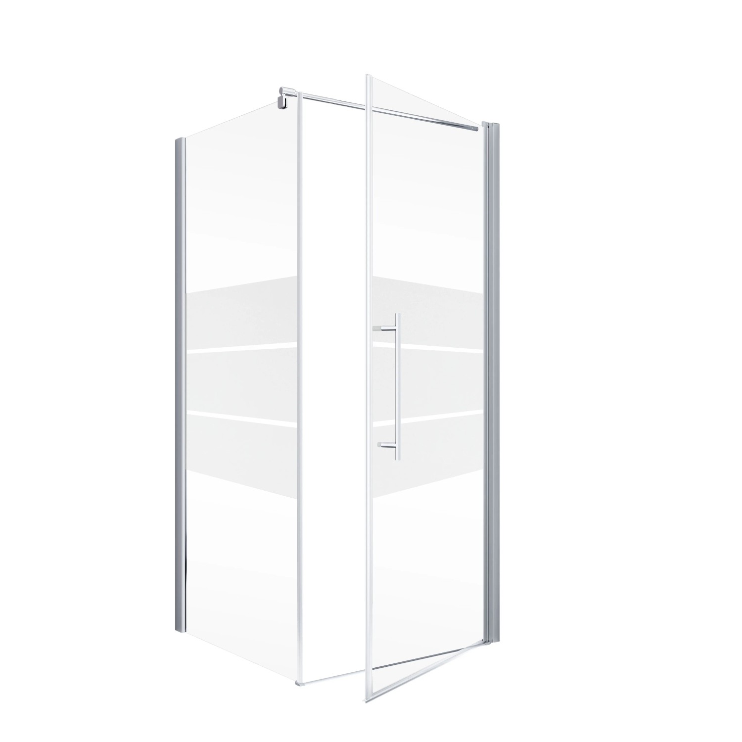 Schulte ExpressPlus Drehtür mit Seitenwand, AlexaStyle2.0, 80x80x192 cm, Klarglas mit Dekor.