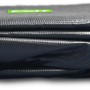 Zusammengefaltete, schwarze EXIT Premium Pool-Abdeckplane 400x200cm.