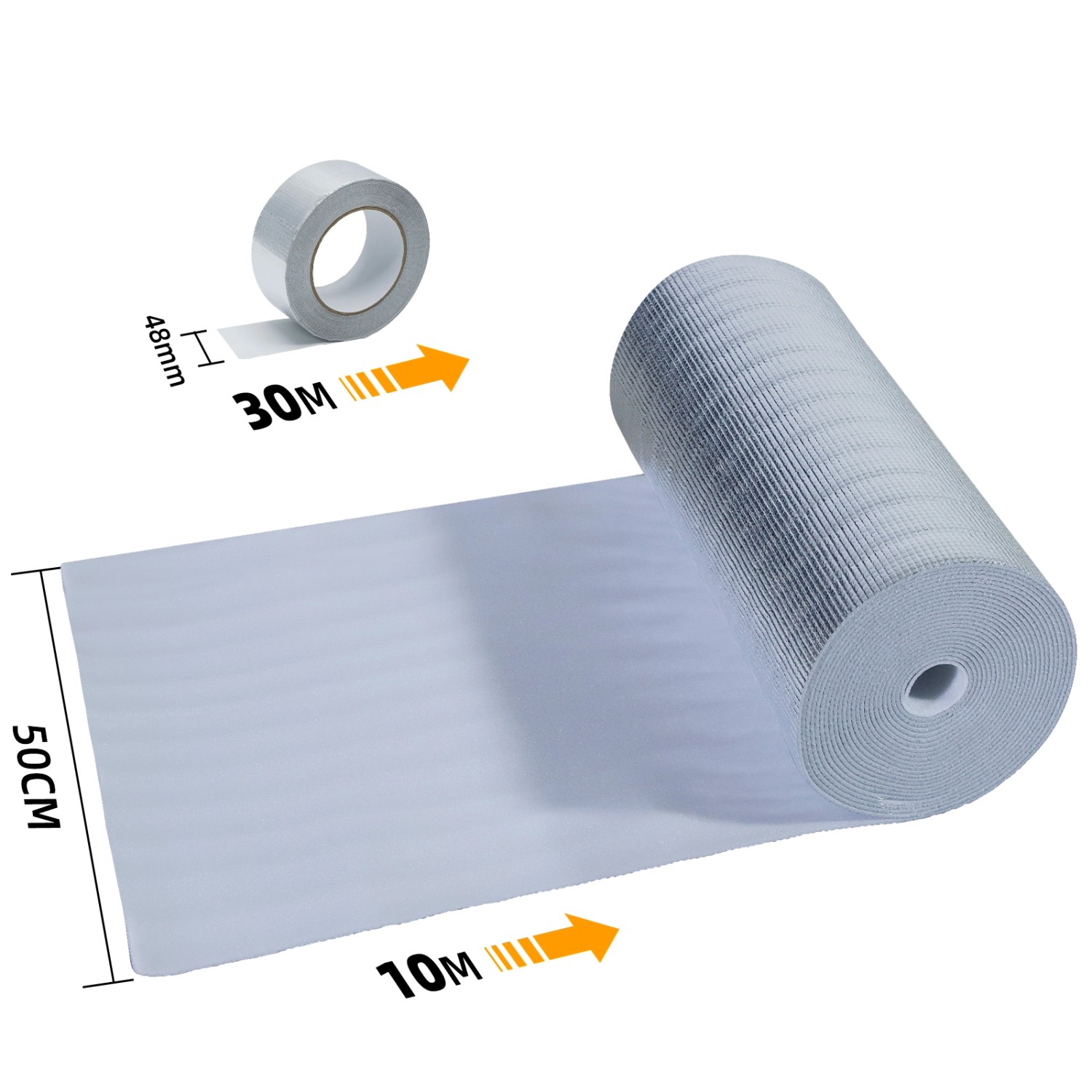 CCLIFE Isolierfolie: Rolle Thermofolie mit Luftpolster und Alubeschichtung, geeignet für Dämmarbeiten.