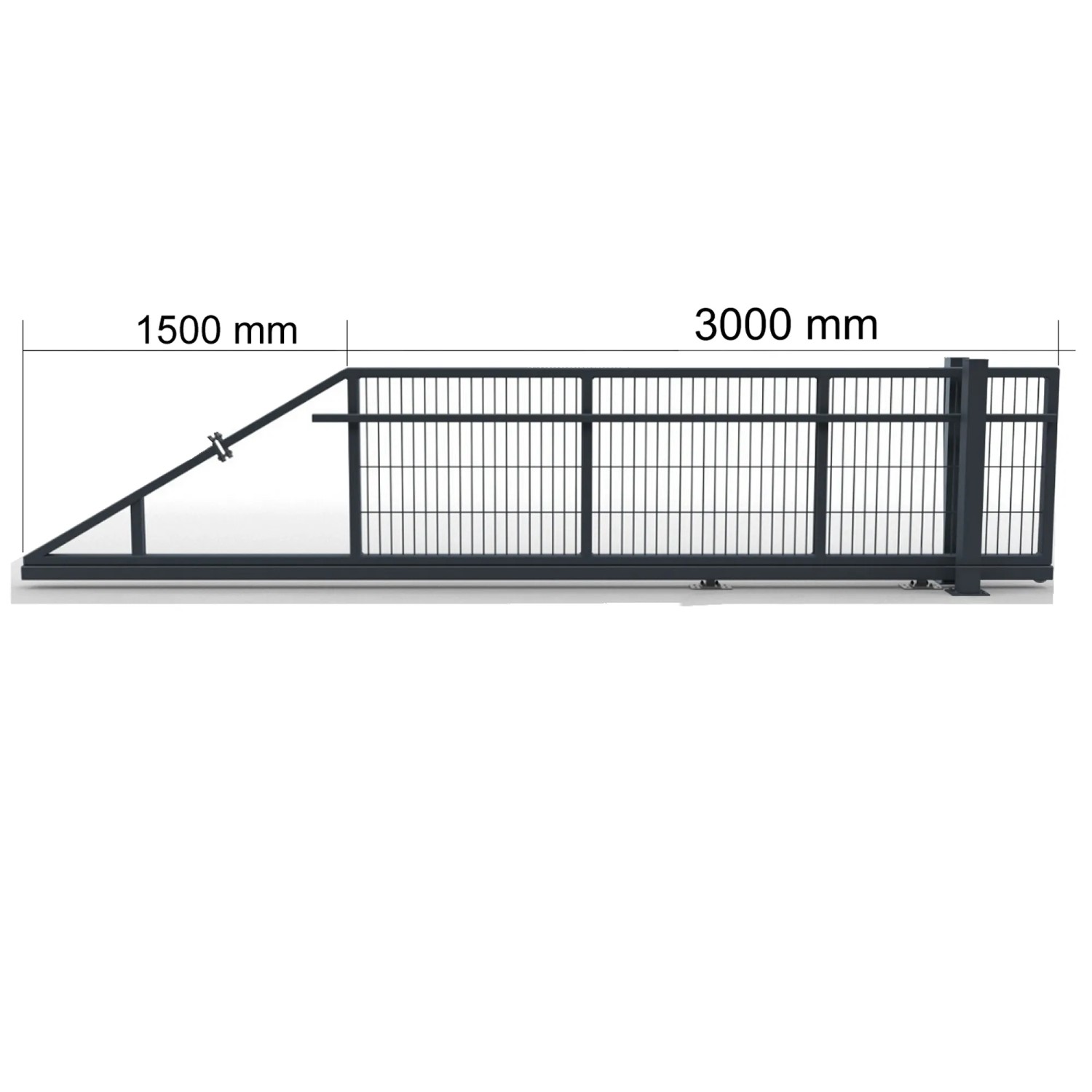 Elektrisches Schiebetor, Laufrichtung links, anthrazit, 300x80 cm. Gartentor für platzsparende Einfahrten.