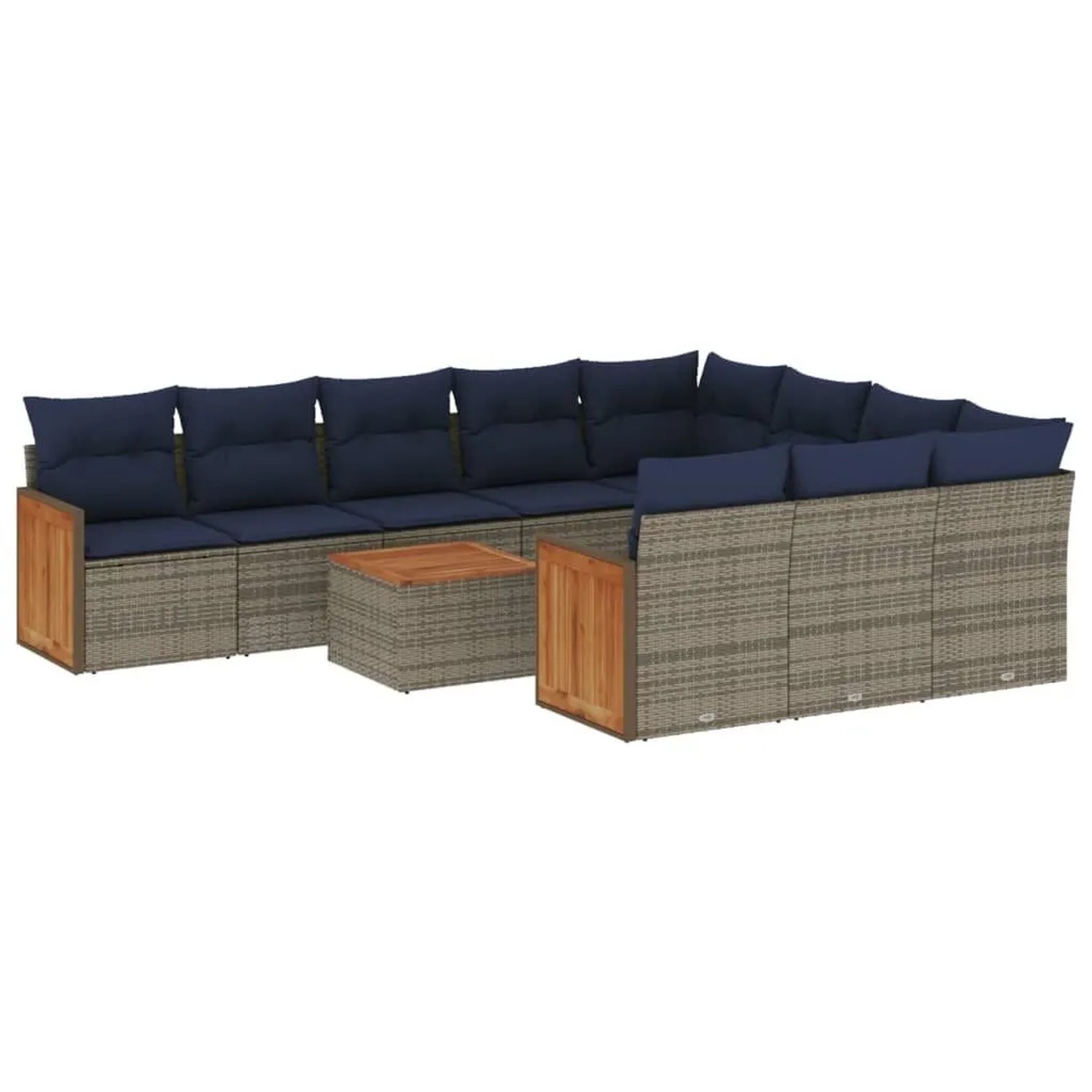 vidaXL 11-Tlg Gartensofa-Set mit Kissen Grau Polyrattan 3228028 günstig online kaufen