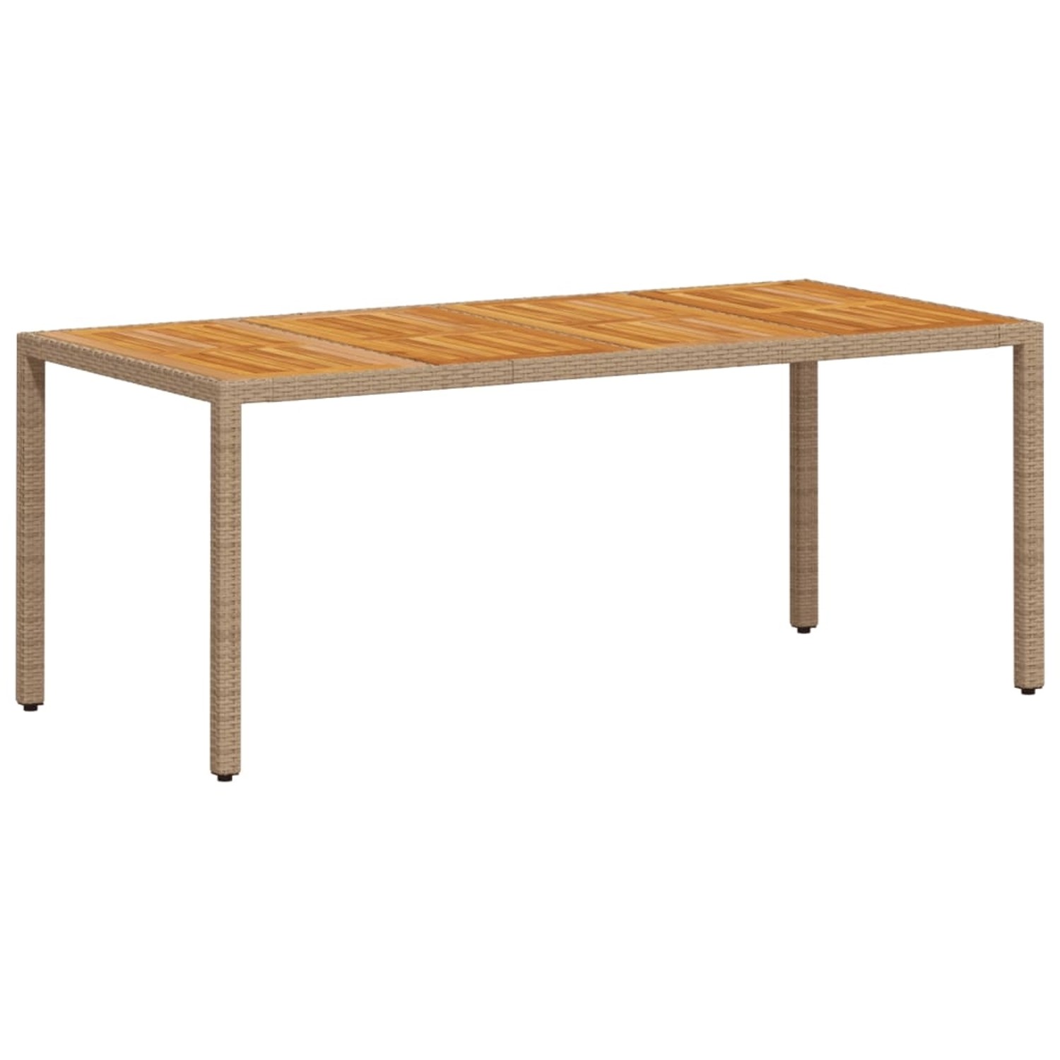 vidaXL Gartentisch Beige 190x90x75 cm Poly Rattan Akazienholz 368130