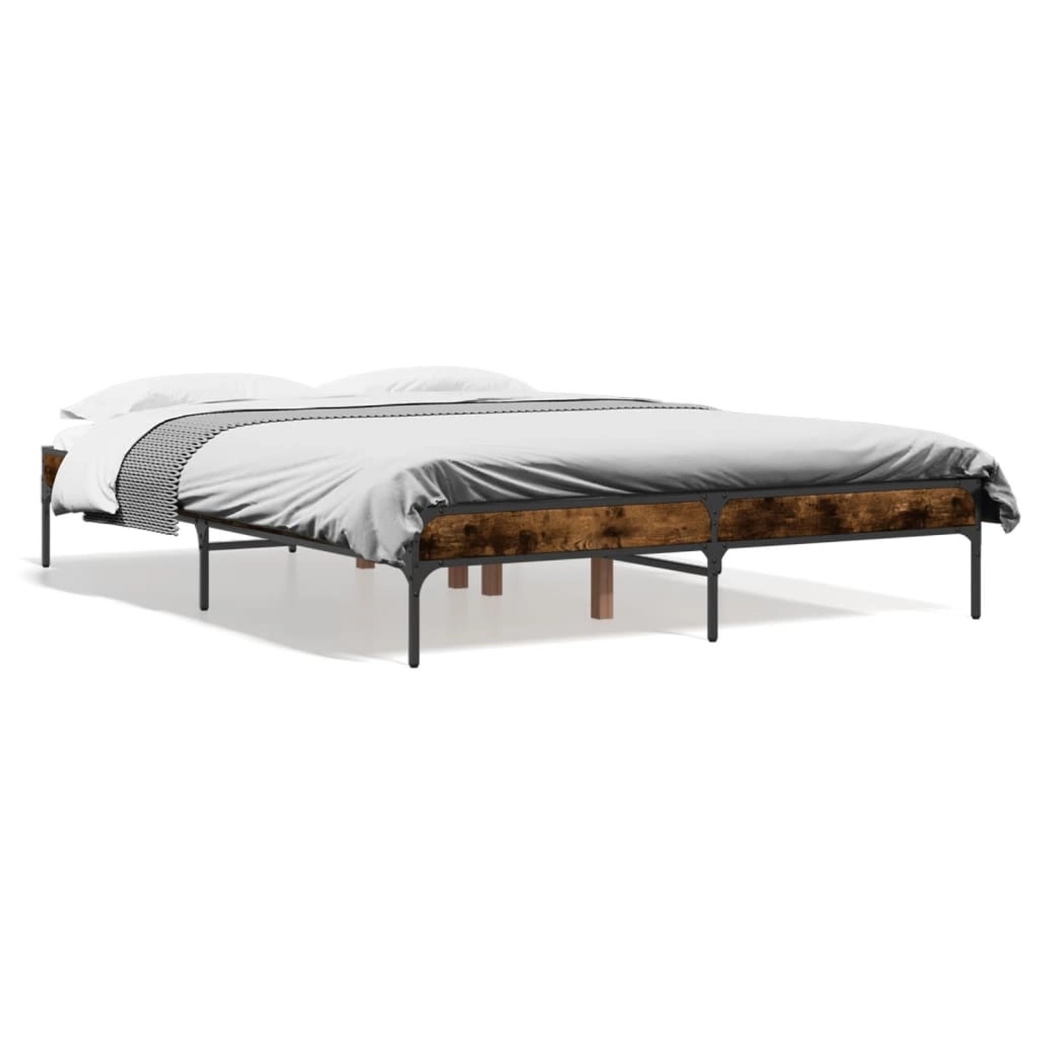 vidaXL Bettgestell Räuchereiche 120x200 cm Holzwerkstoff und Metall 845023 günstig online kaufen