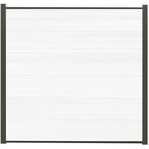 Weißes WPC Steckzaunsystem Elze mit Rahmen, Lamellen für Sichtschutzzaun.