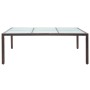 Brauner vidaXL Garten-Esstisch aus Poly Rattan mit Glasplatte, 200x150 cm.