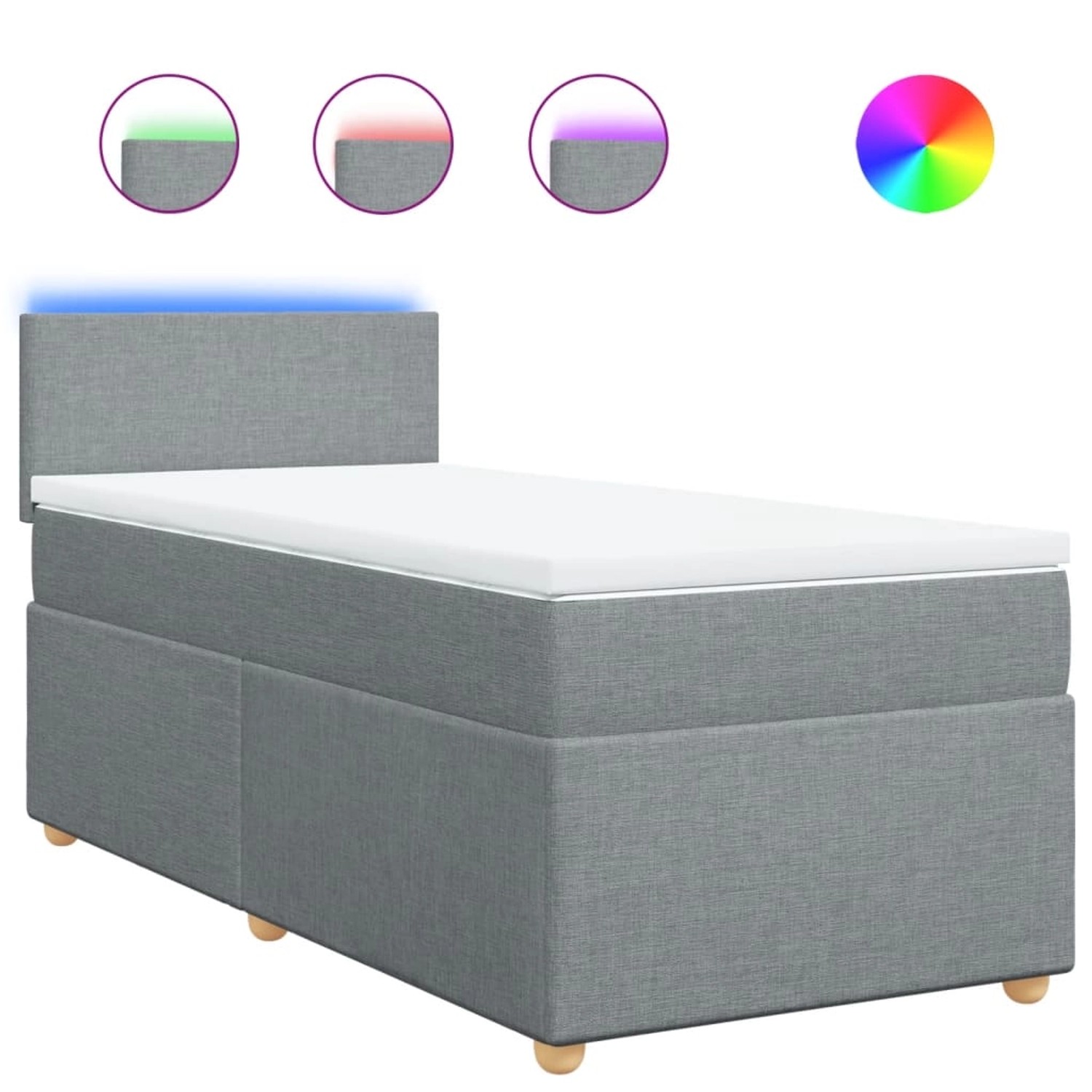 vidaXL Boxspringbett mit Matratze Hellgrau 90x200 cm Stoff 3288856 günstig online kaufen