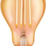 Goldene Eglo E27 LED Lampe in Glühlampenform, 4W, warmweißes Licht für Wohn- und Essbereich.