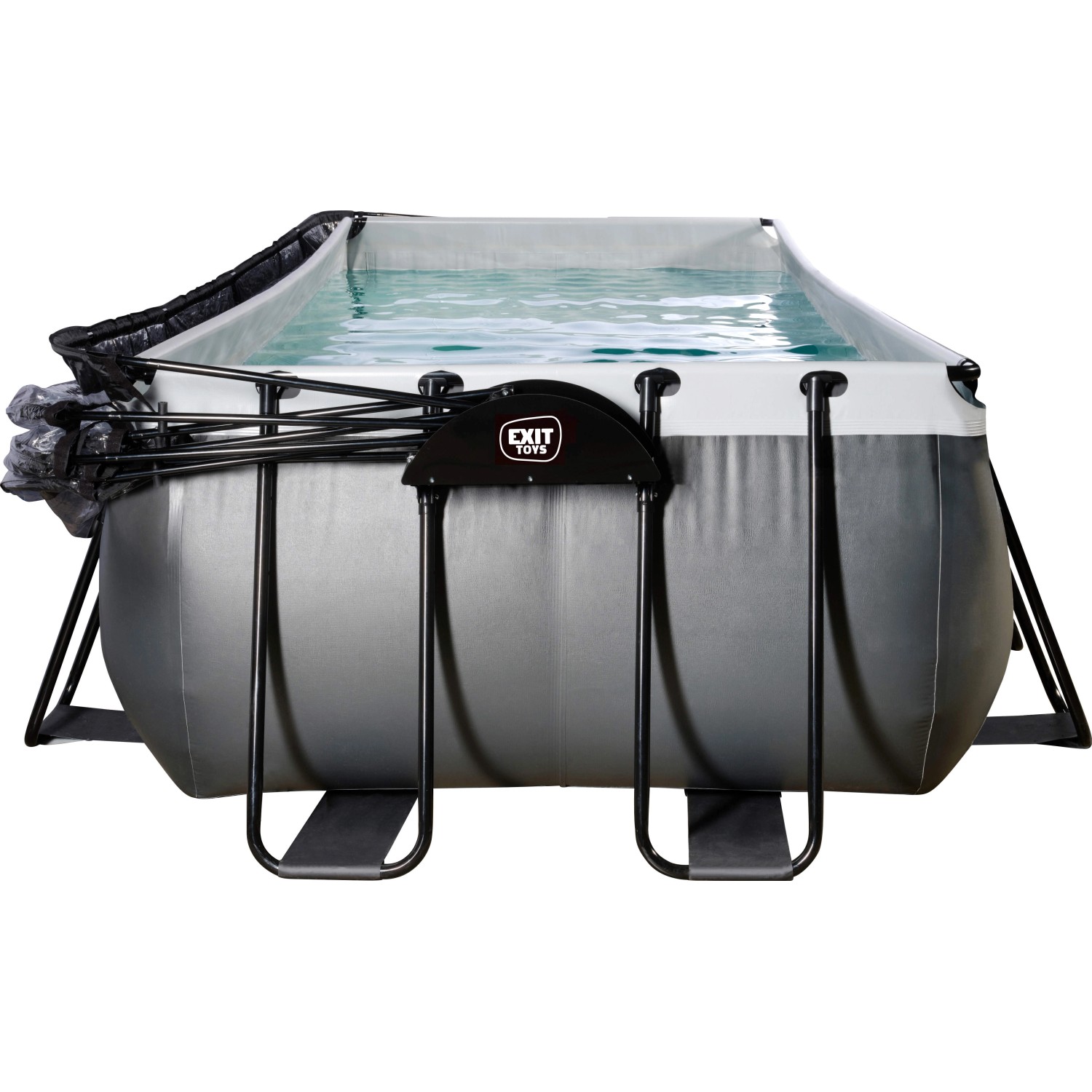 Exit Black Leather Pool, Stahlrahmenpool 540x250x100 cm mit Abdeckung und Sandfilterpumpe.
