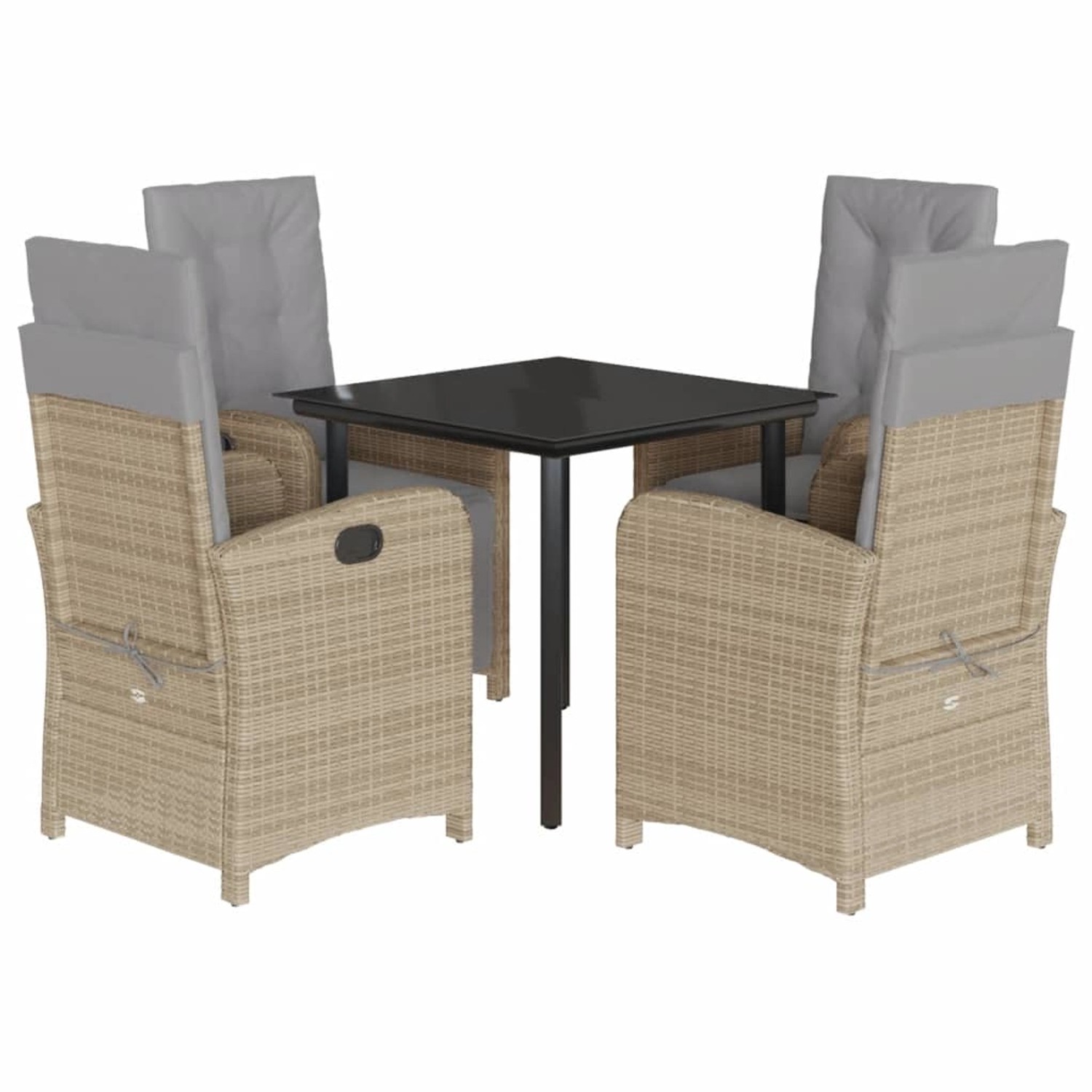 vidaXL 5-Tlg Garten-Essgruppe mit Kissen Beige Poly Rattan 3212592 günstig online kaufen
