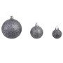 vidaXL 100-tlg. Weihnachtskugel-Set in Weiß/Grau, 3/4/6 cm, Kunststoff, glitzernd.