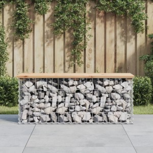 DELUKE Gartenbank Gabionen BIKS Aus Stahl 103x31,5x42cm Kiefernholz Natur Gabionenbank Gabionengitter Ziergabione