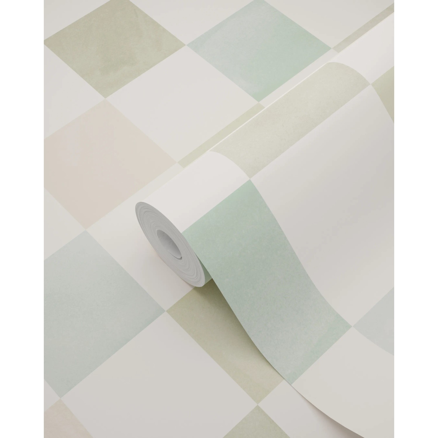 ESTAhome Tapete mit Karomuster in Beige, Blau und Grün. Dekorative Vliestapete.