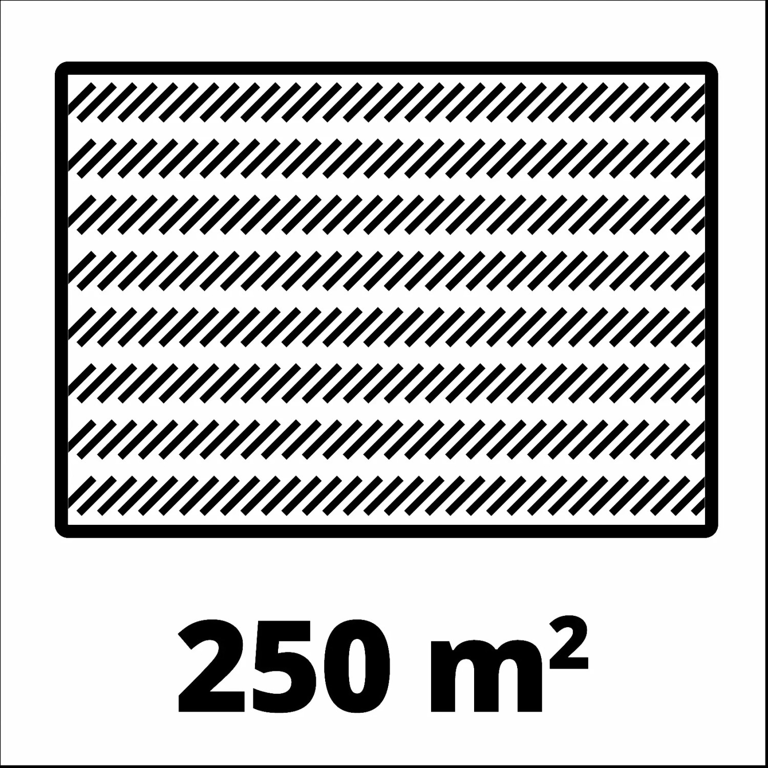 Flächenangabe für Einhell Hand-Rasenmäher GE-HM 38 S-F: Bis 250 m² Rasenfläche.