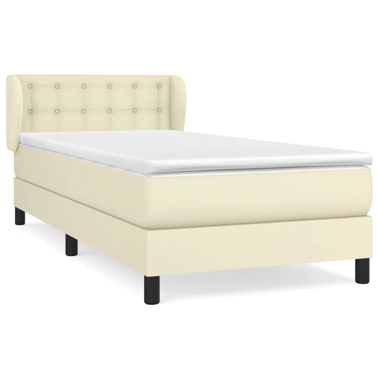 vidaXL Boxspringbett mit Matratze Creme 90x200 cm Kunstleder 3127291