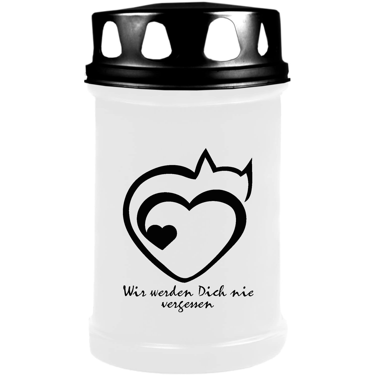 HS Candle Grabkerze Weiß 48h Deckel Schwarz Herz 4 günstig online kaufen