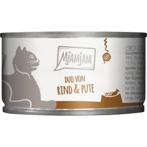 MjAMjAM Katzen-Nassfutter Duo Rind & Pute mit Kürbis, 100g Dose.