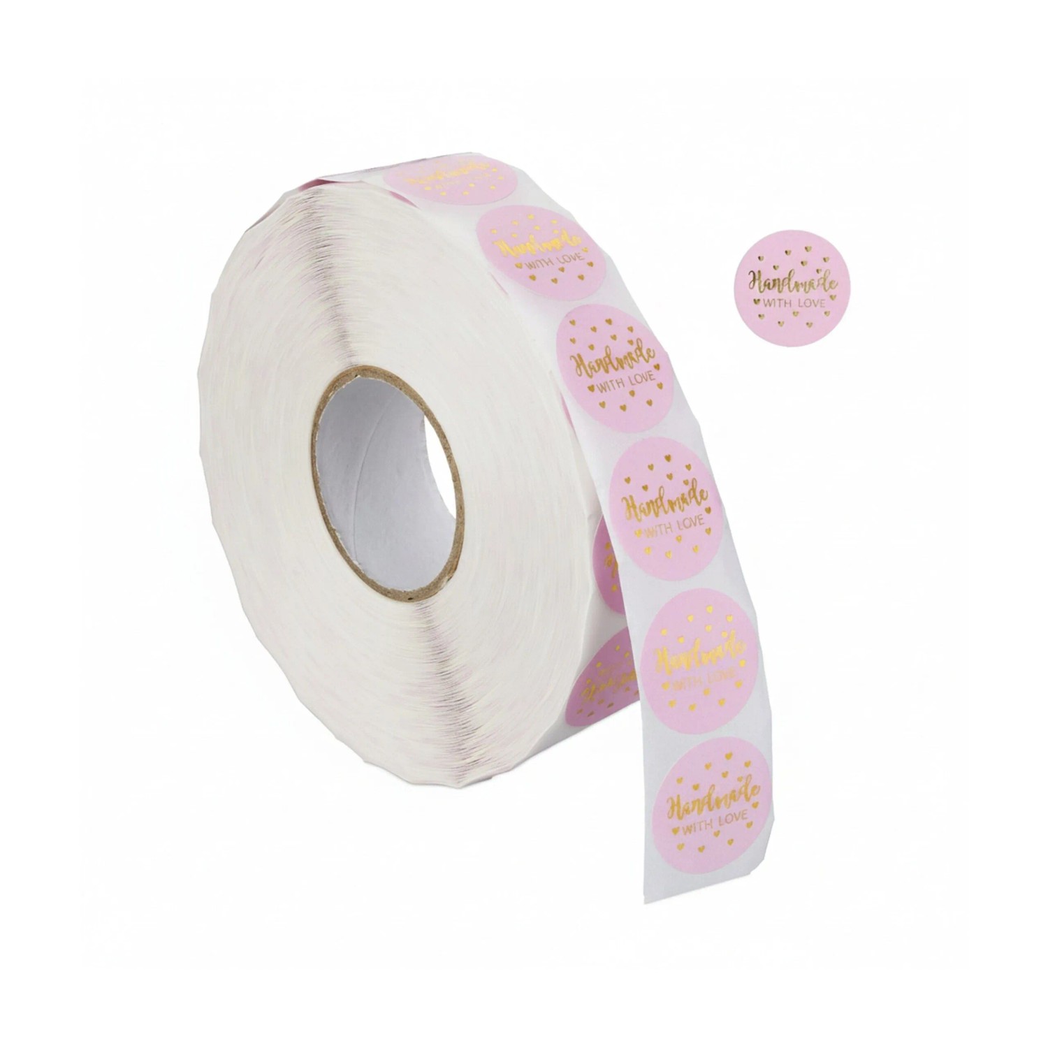 Relaxdays Aufkleberrolle Papier Kunststoff Rosa Gold Selbstklebend 2500 Stück 3 cm x 11 cm 230 g