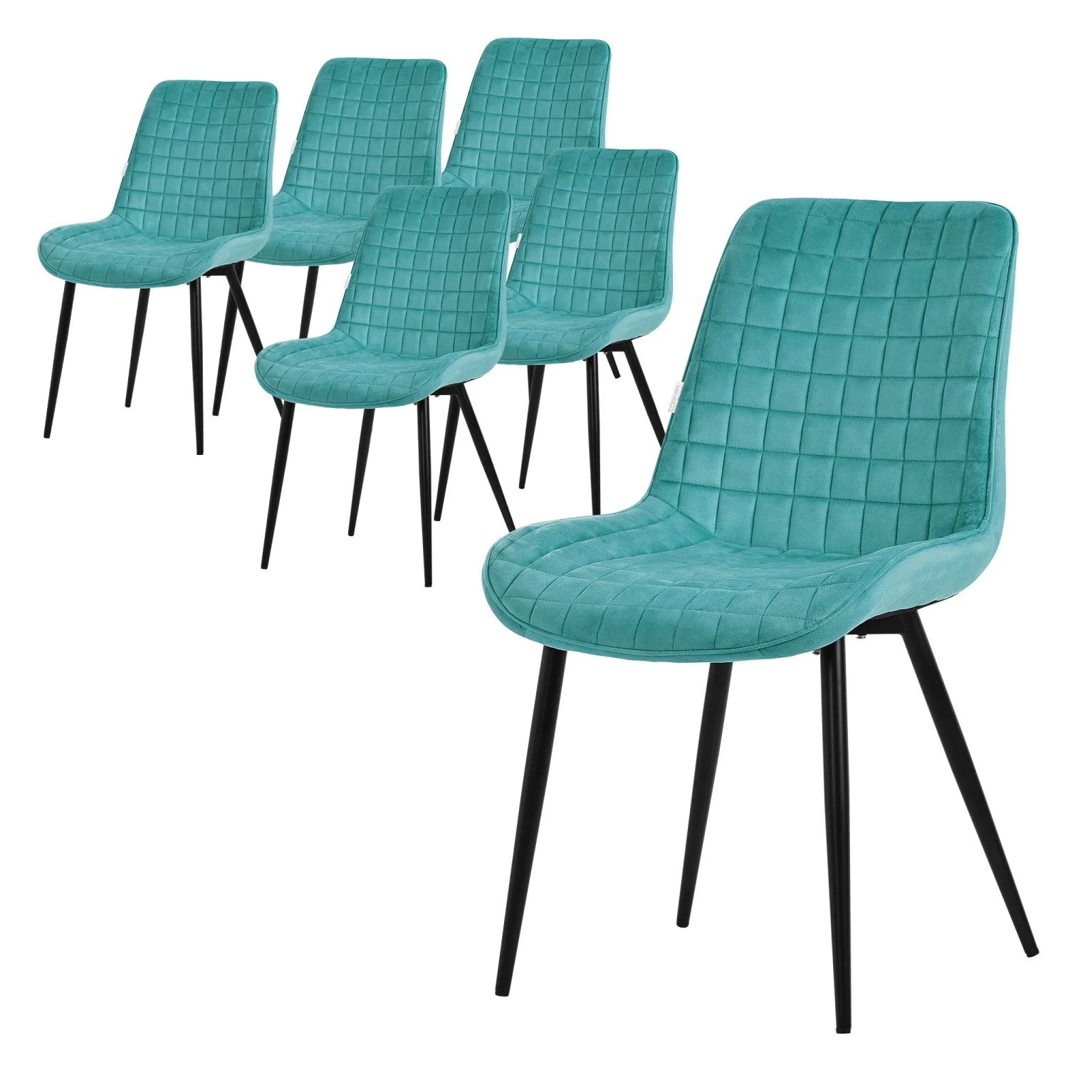 ML-Design Esszimmerstühle 6er Set Petrol Samtbezug Metallbeinen