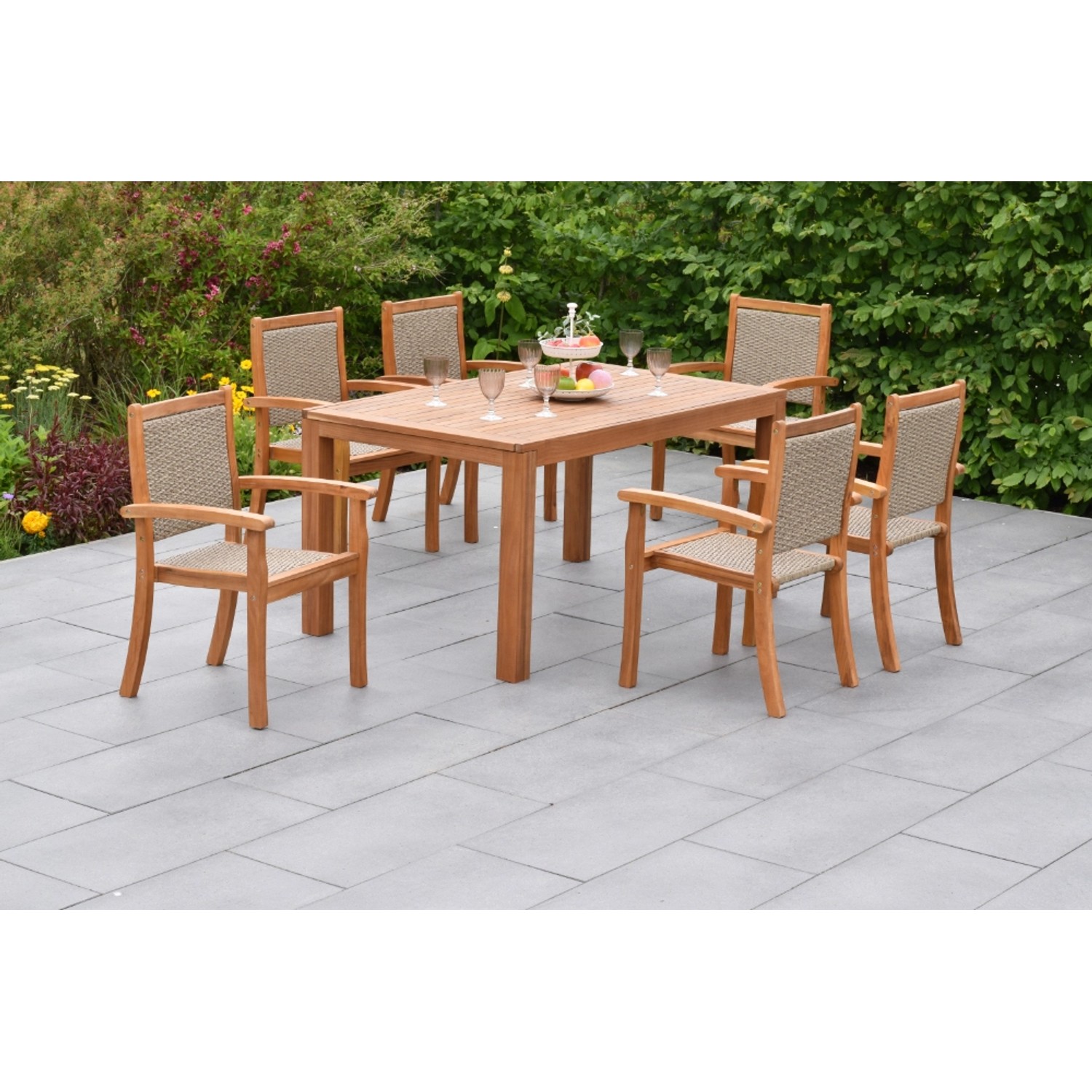 Merxx Castilla Set 7-tlg. mit Gartentisch Ausziehbar 150/200 x 90 cm günstig online kaufen