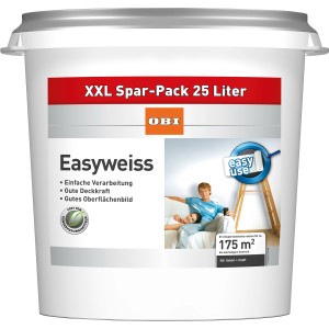 Eimer OBI Innen-Wandfarbe Easyweiss matt, 25 Liter, für ca. 175 m² Innenbereich.