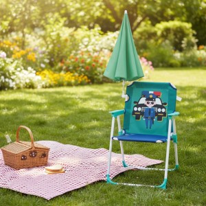 Relaxdays Kinder Klappstuhl Metall mit Sonnenschirm 51,5 cm x 36 cm x 37,5 cm