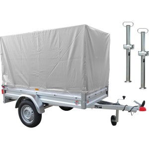 Stema Anhängerset Variolux 750 mit Hochplane, Abstellstützen und Stützrad.