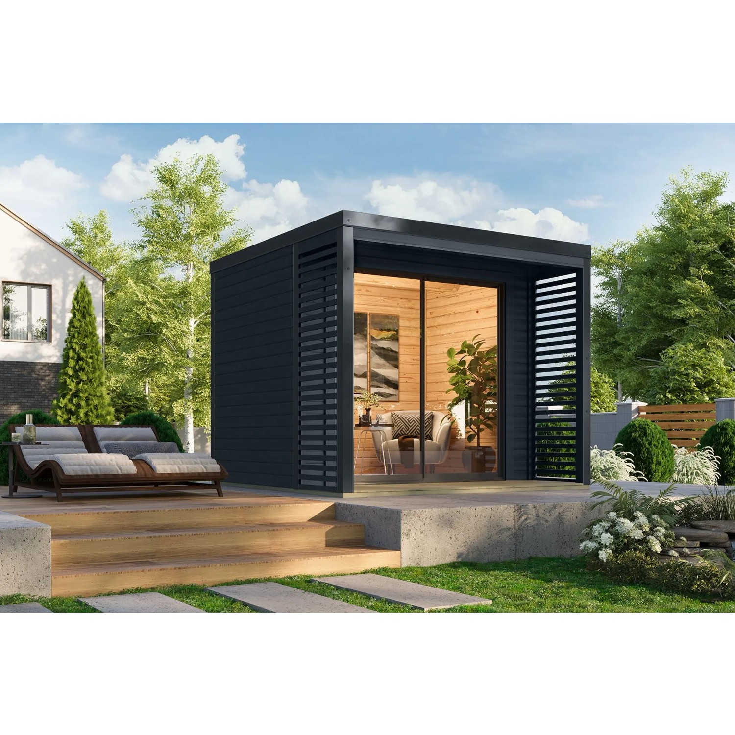 Karibu Gartenhaus Flavio B Grau-Anthrazit