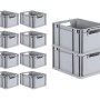PROREGAL SparSet: 10 graue Euroboxen NextGen Grip, 20 Liter, mit Griffen, 22x30x40 cm.