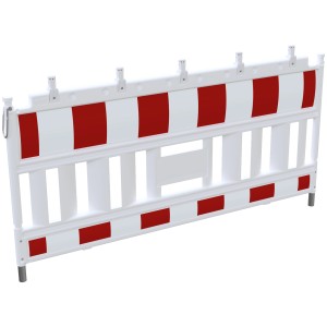 Schake Euro2 Absperrschranke, Typ Nox RA1/A, weiß-rot, mit Lampenadapter für Baugeräte.