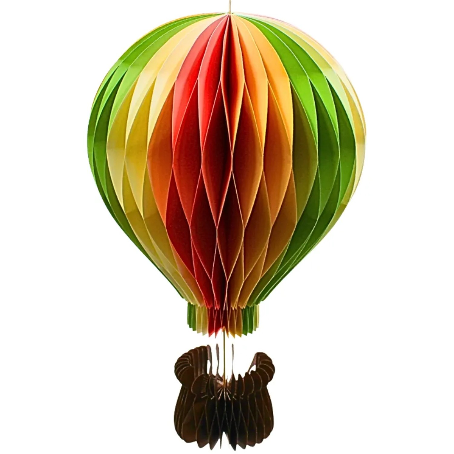 Dekohelden24 XXL Dekoballon Papierluftballon Hänger Heißluftballon mit Korb in Bunt 1 Stück Größe L/B/H 25 cm x 25 cm x 39 cm