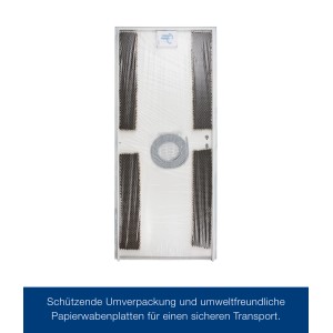 Verpacktes Hörmann ZK Türelement in Verkehrsweiß mit Drückergarnitur, Stahltür für Innenräume.