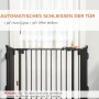 PawHut Hunde Absperrgitter, schwarz, Detail der automatischen Türschließfunktion.