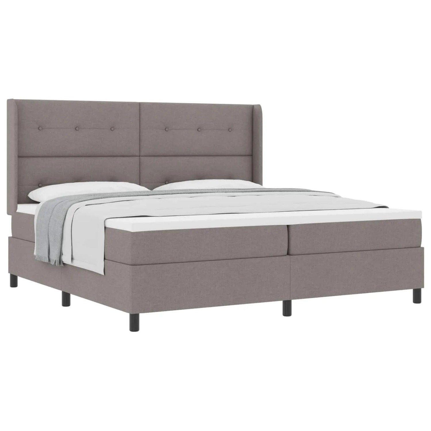 vidaXL Boxspringbett mit Matratze Taupe 200 x 200 cm Stoff 3341669