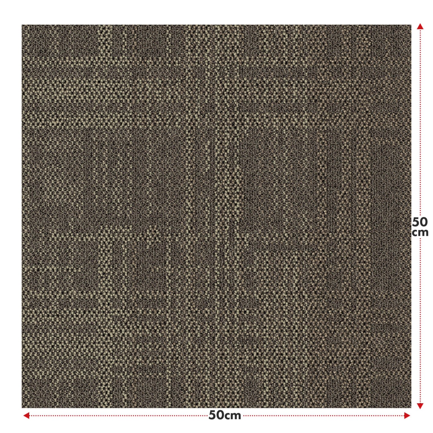 Beige Teppichfliese Luzern 50x50 cm, selbstliegend und schalldämmend mit dezentem Muster.