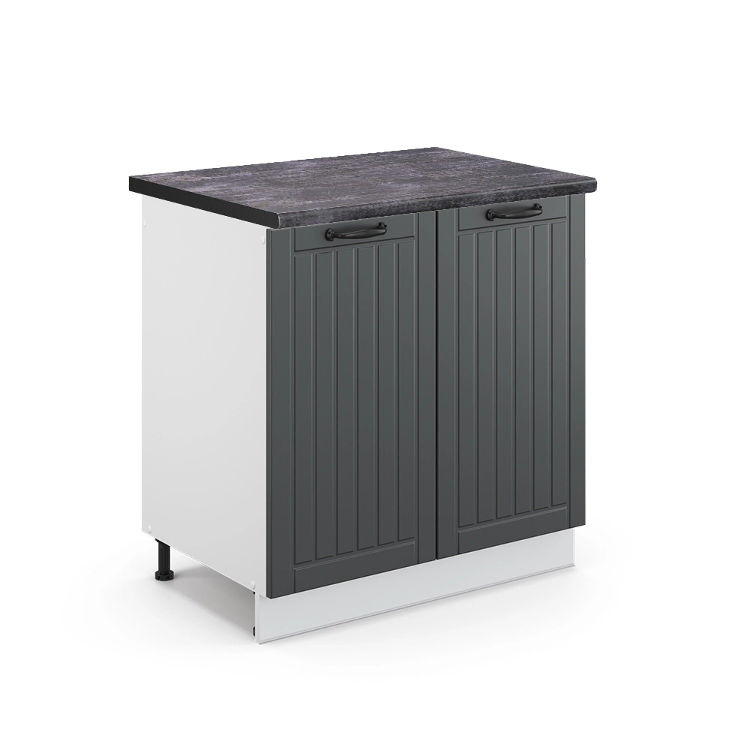 Vicco Spülenunterschrank Fame-Line Anthrazit Landhaus/Weiß 80 cm AP Anthrazit